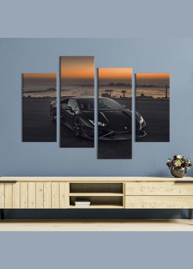 Картина на холсте Стильный Lamborghini Huracаn в чёрном цвете 89x56 см (1375-42) KilArt (380019676)