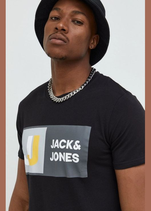 Чорна футболка Jack & Jones Бавовняна