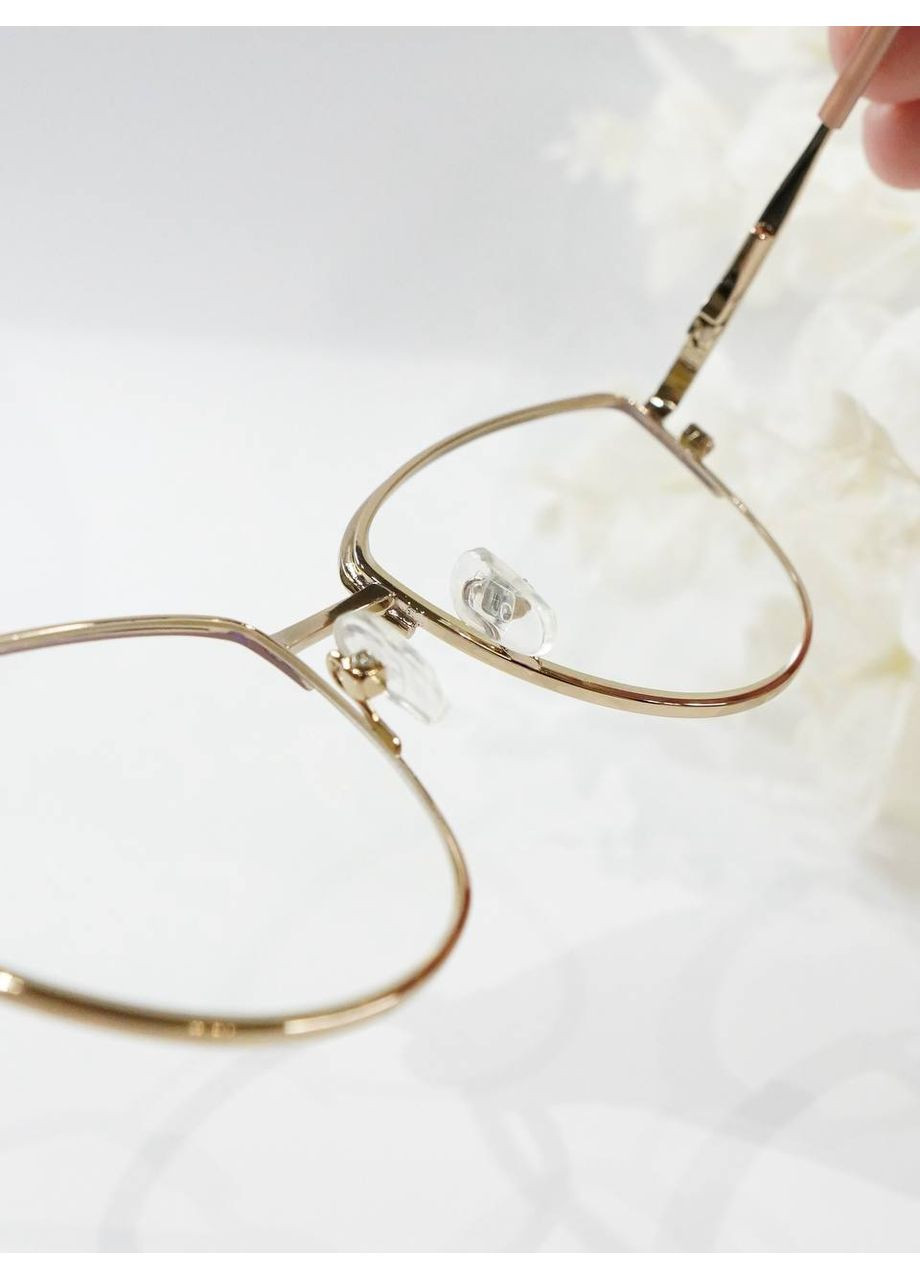 Жіночі металеві окуляри лисички для корекції зору +3.75 Антиблік БлюБлокер Verse (371813122)