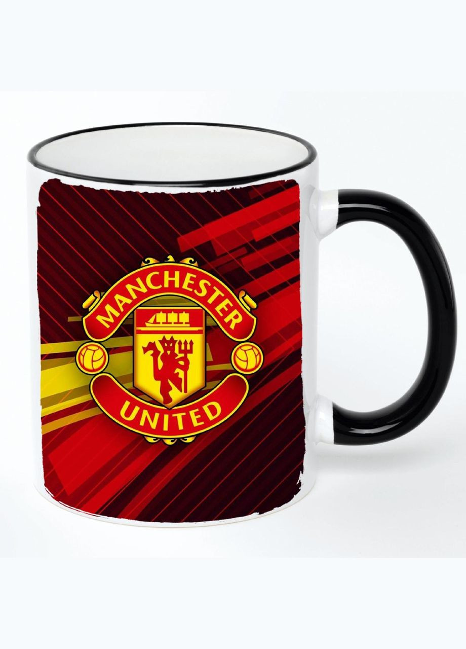 Чашка Манчестер Юнайтед Футбольна команда (кухоль, кружка) #001 Біла з чорною ручкою 330 мл No Brand (322716426)