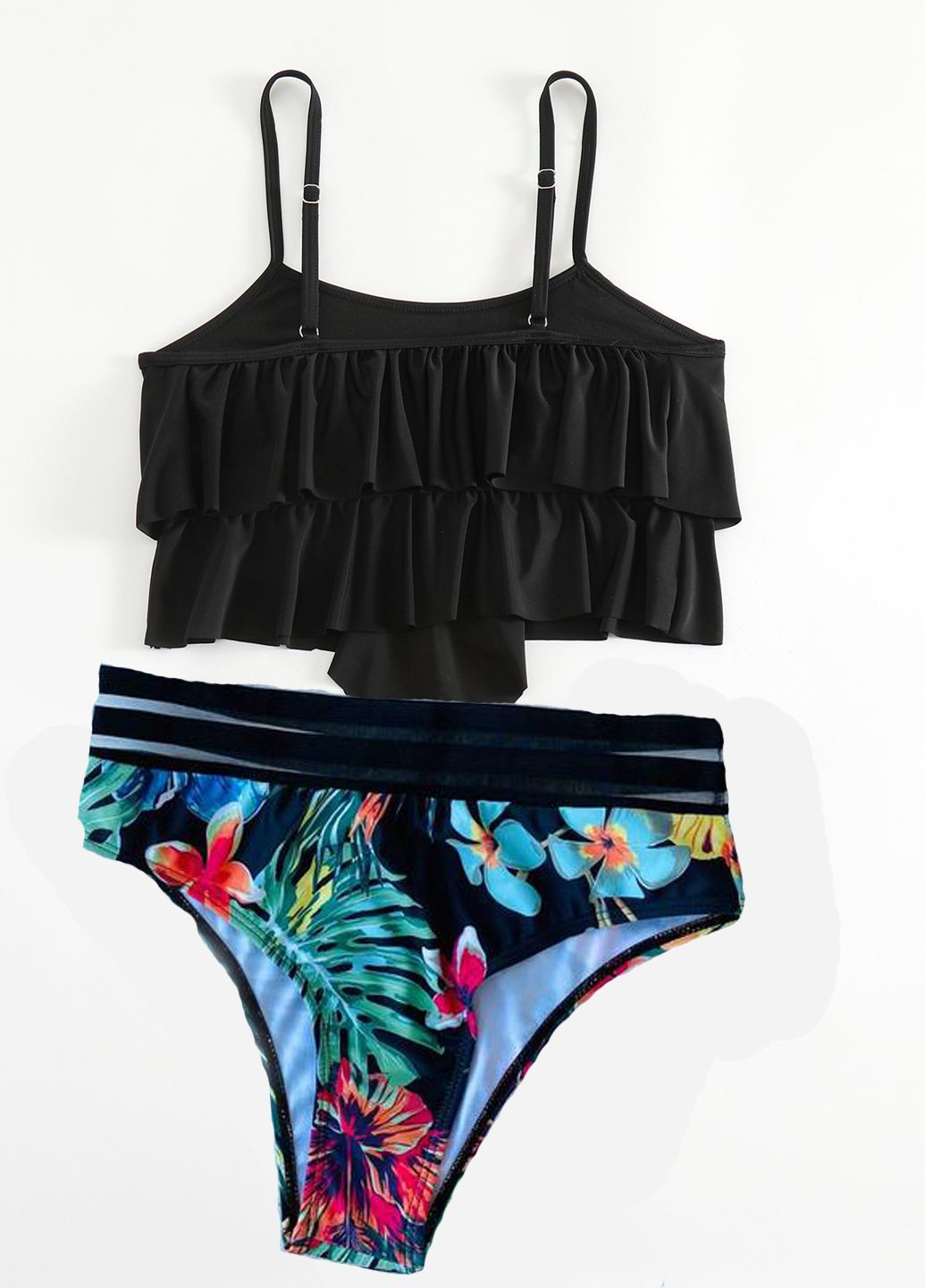 Черный летний раздельный купальник bikini with print раздельный FS