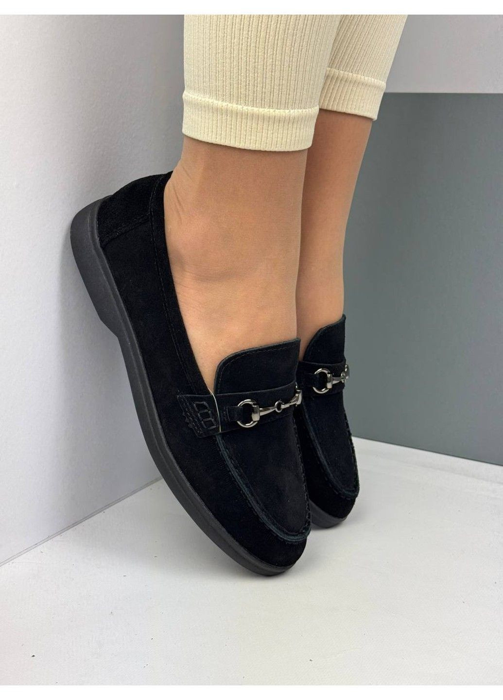 VIKA 498 Лофери Замшеві Чорні з прикрасою чорний з натуральна замша, туреччина — демісезон (372384876)