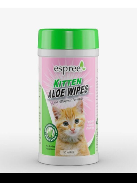 Влажные салфетки для котят Kitten Aloe Wipes для чистки кожи 50 шт (0748406014206) Espree (356698965)