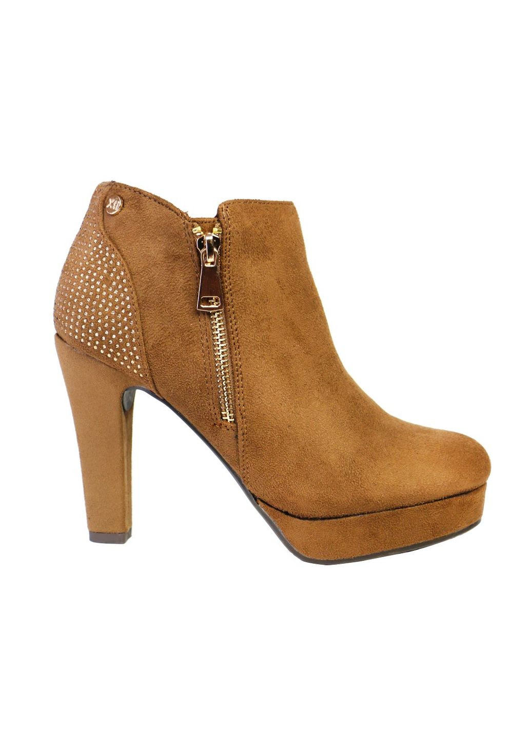 Коричневые ботильоны экозамшевые демисезонные со стразами 39 коричневый XTI