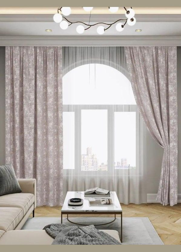 Набір штори для спальні жакард Сірий 200x270 см (Е101102B-5) No Brand (306634015)