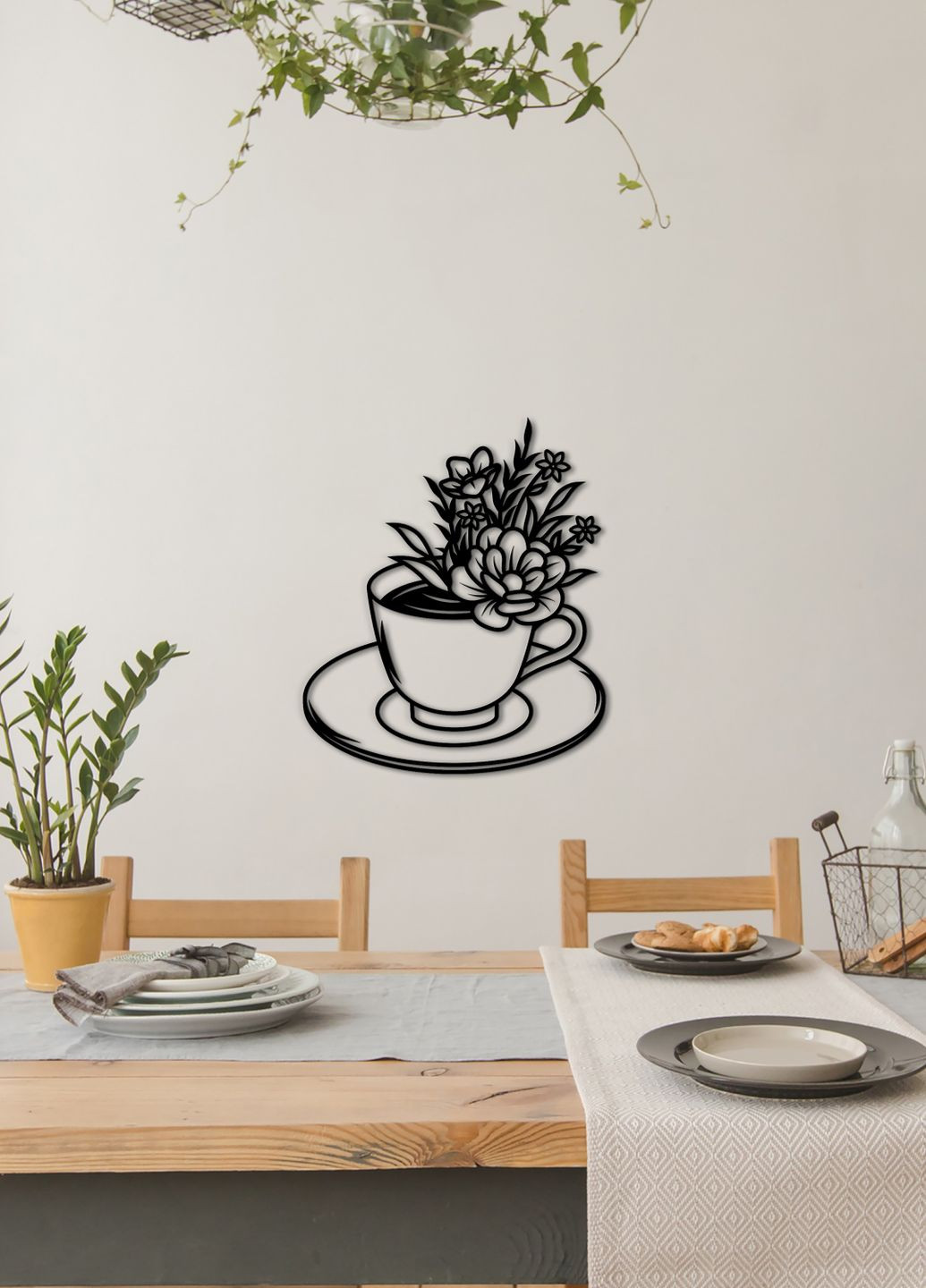 Деревянная картина на кухню, декоративное панно из дерева "Цветочный кофе", минималистичный стиль 60х70 см Woodyard (292013479)