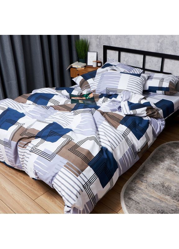 Комплект постільної білизни Бязь Gold Люкс «» Двоспальний 175х210 наволочки 2х40х60 (MS-820006025) Moon&Star Bold Lines (356116201)