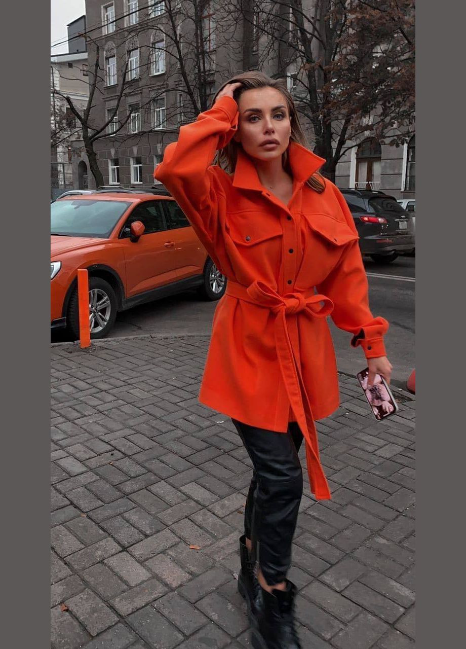 Оранжевое демисезонное Пальто пальто-рубашка OLIAGARHO