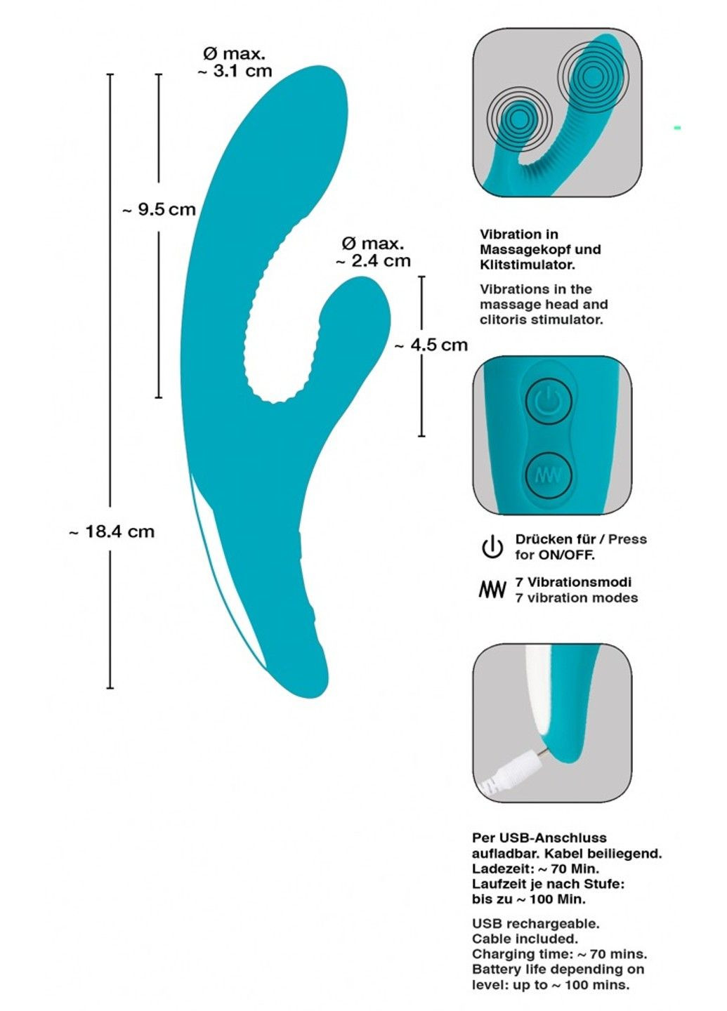 Вибратор со стимуляцией клитора GROOVES No Brand (284728590)