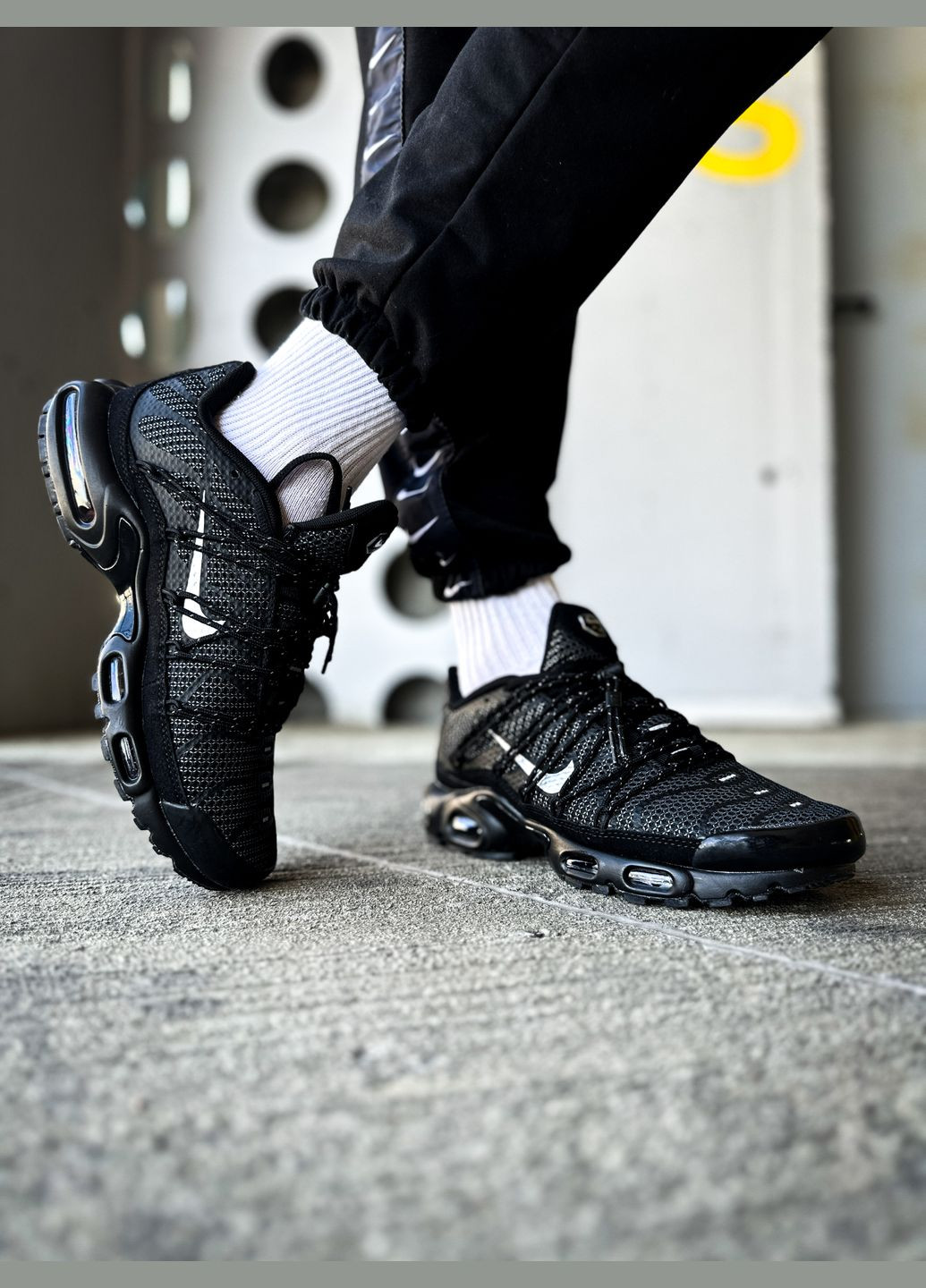 Чорні всесезон кросівки чоловічі nike air max tn plus utility black | аір макс тн плюс чорні No Brand