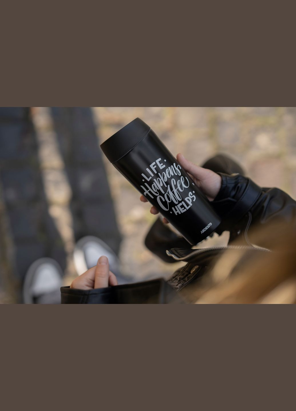 Термокружка Coffee Time 450 мл, нержавеющая сталь, черный AR2645BC Ardesto (306514878)