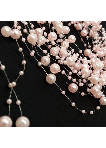 (5шт по 1,3 метра) Намистини на волосіні Ø8 і Ø3мм Колір - блідо-рожевий Plus-plus (354797405)