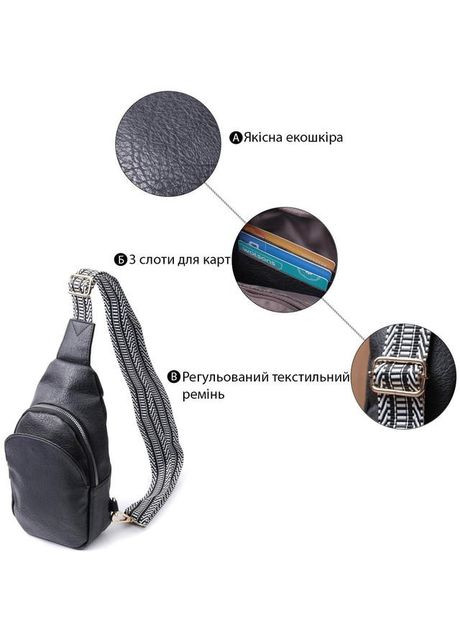 Сумка женская через плечо сумочка слинг в дорогу планшет спортивный для документов барсетка для телефона Черный 34551 Vintage (332164434)