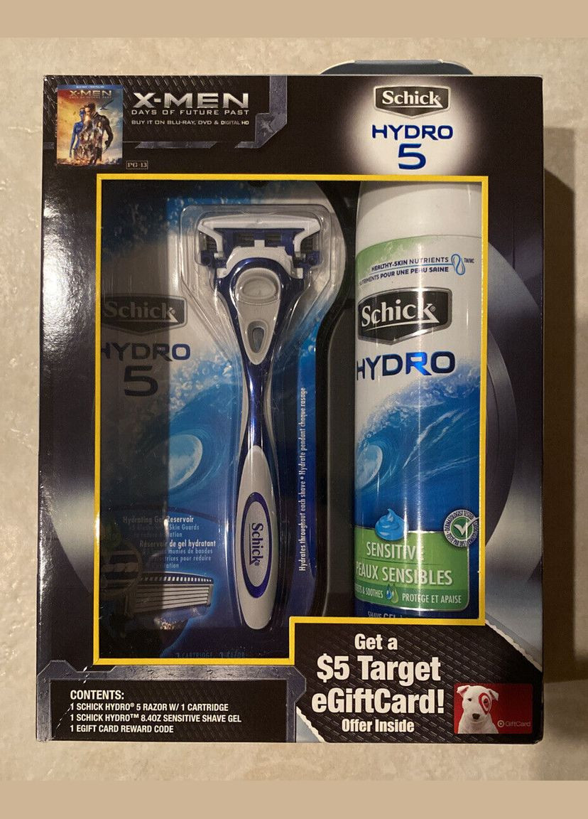 Подарунковий набір XMen Gift Pack (бритва Hydro 5 Razor та гель для гоління для чутливої шкіри Hydro 238 г) Schick (278773472)
