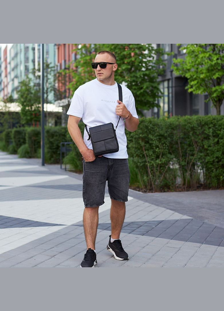 Шкіряна чоловіча чорна сумка через плече м'яка TD-21334A Bexhill (338373035)