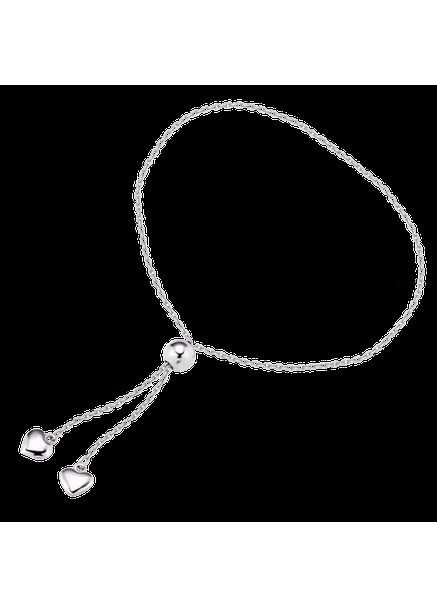 Браслет срібний два Сердечка на тонкомих ланцюжках з регулюванням розміру No Brand (354721921)