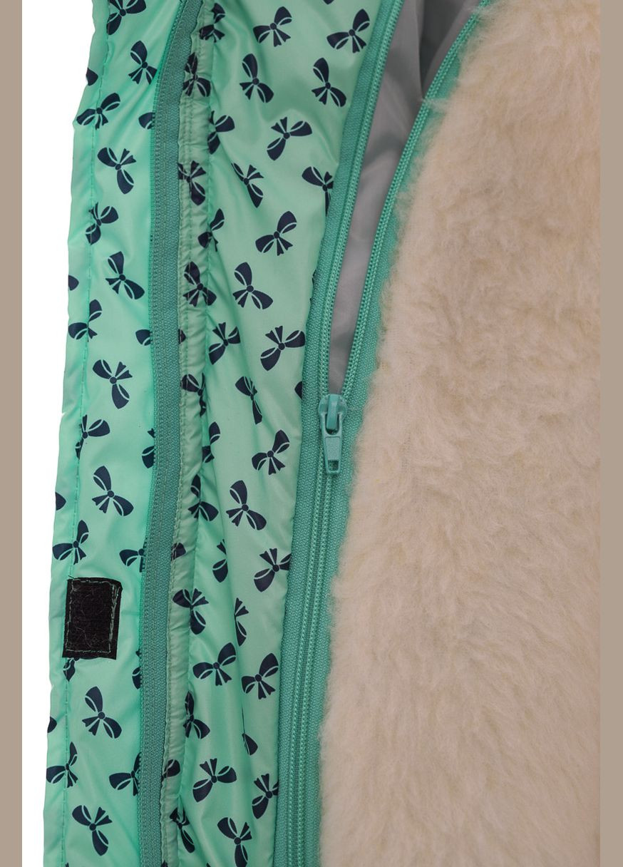 Зеленый зимний комбинезон на синтепоне для девочки колокольчик с принтом бантиков мятный 116 см (50745) BABYKROHA