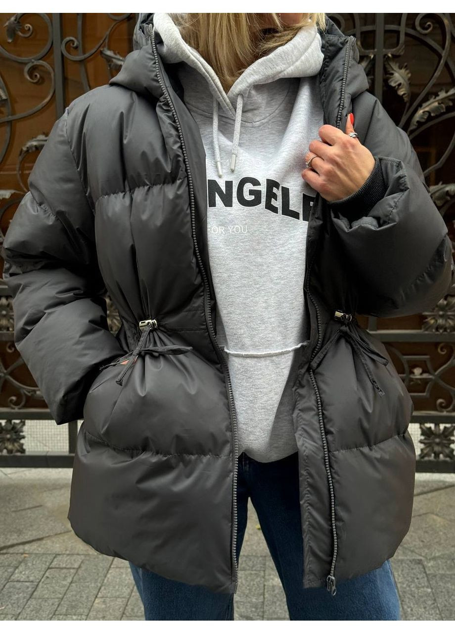 Чорна зимня жіноча тепла та стильна куртка для осені — заміри в описі куртка-пальто GD/GL Модний простір