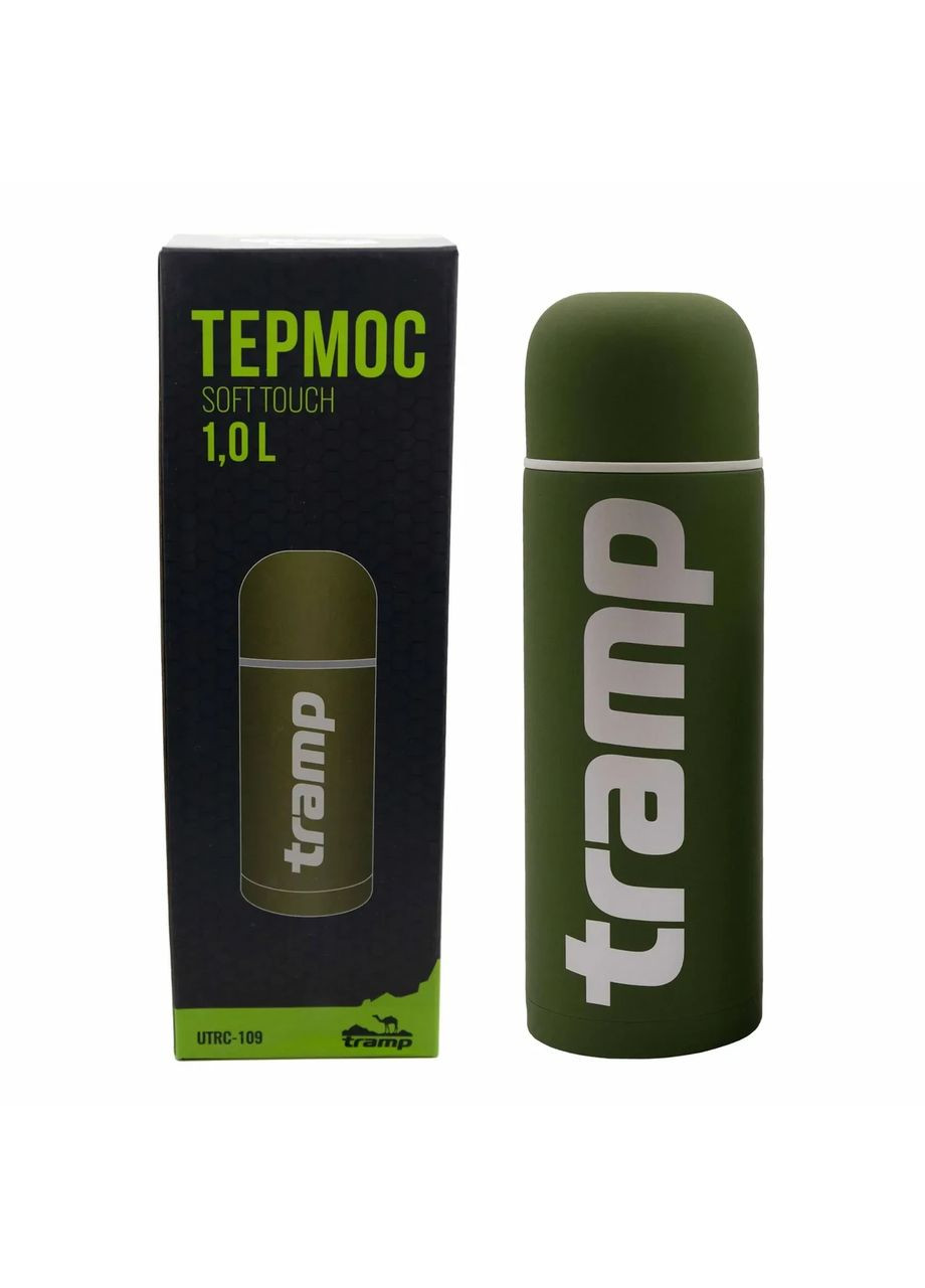 Термос Soft Touch 1 л, зелений, для чаю та кави (TRC-109-khaki) Tramp (363132459)