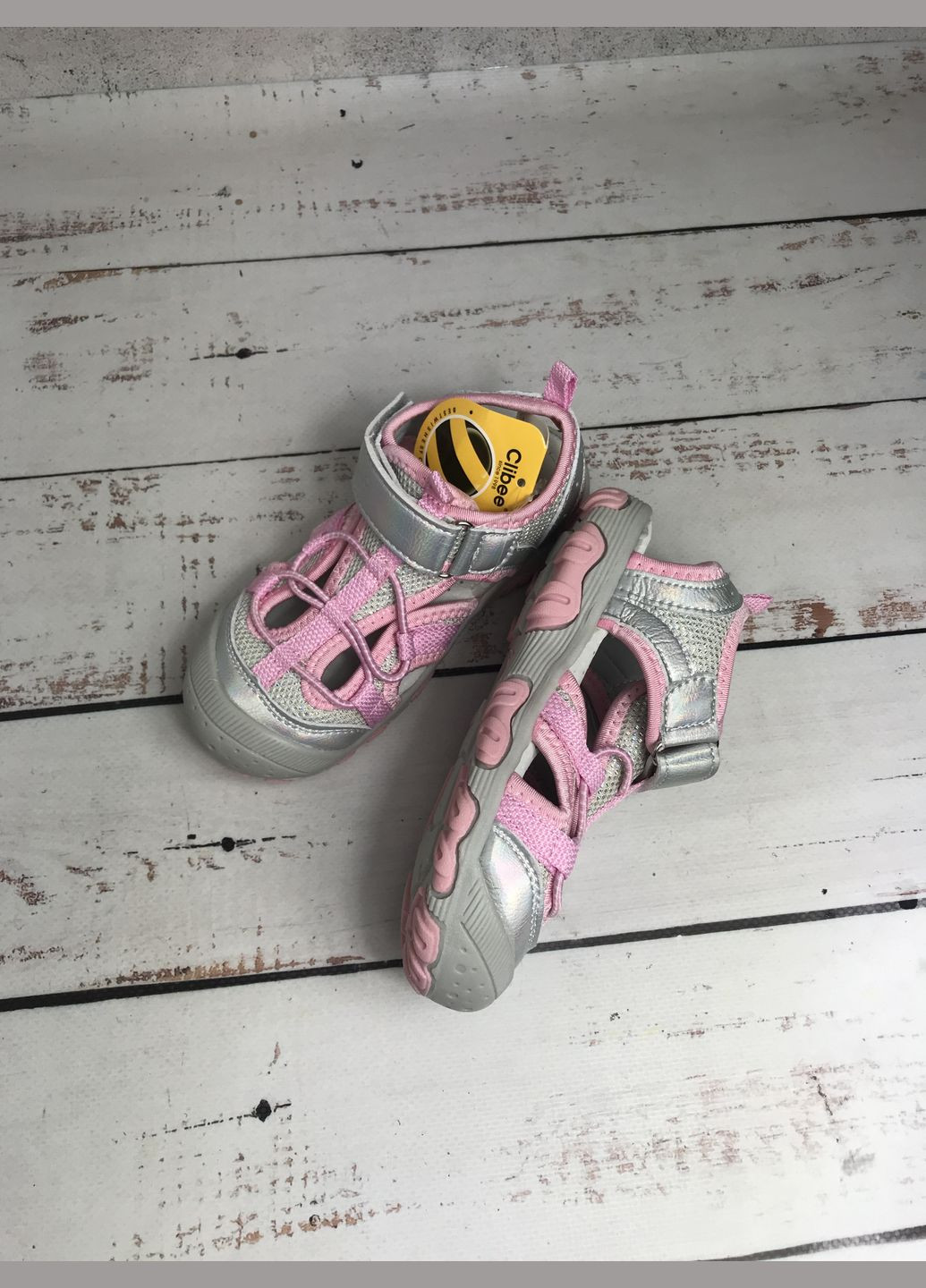 Серебряные босоножки сандалии для девочки розово-серебряный (336) Clibee