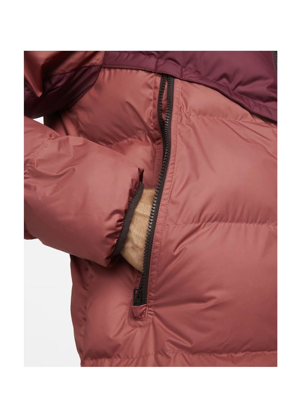 Бордовая мужской пуховик sportswear storm-fit windrunner bordo/peach dx2040-203 Nike