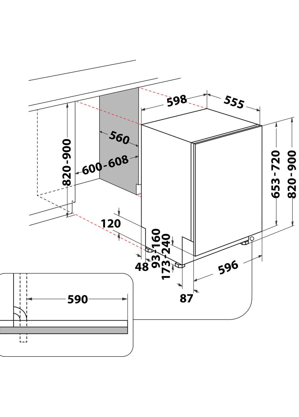 Встраиваемая посудомоечная машина D2I HL326 Indesit