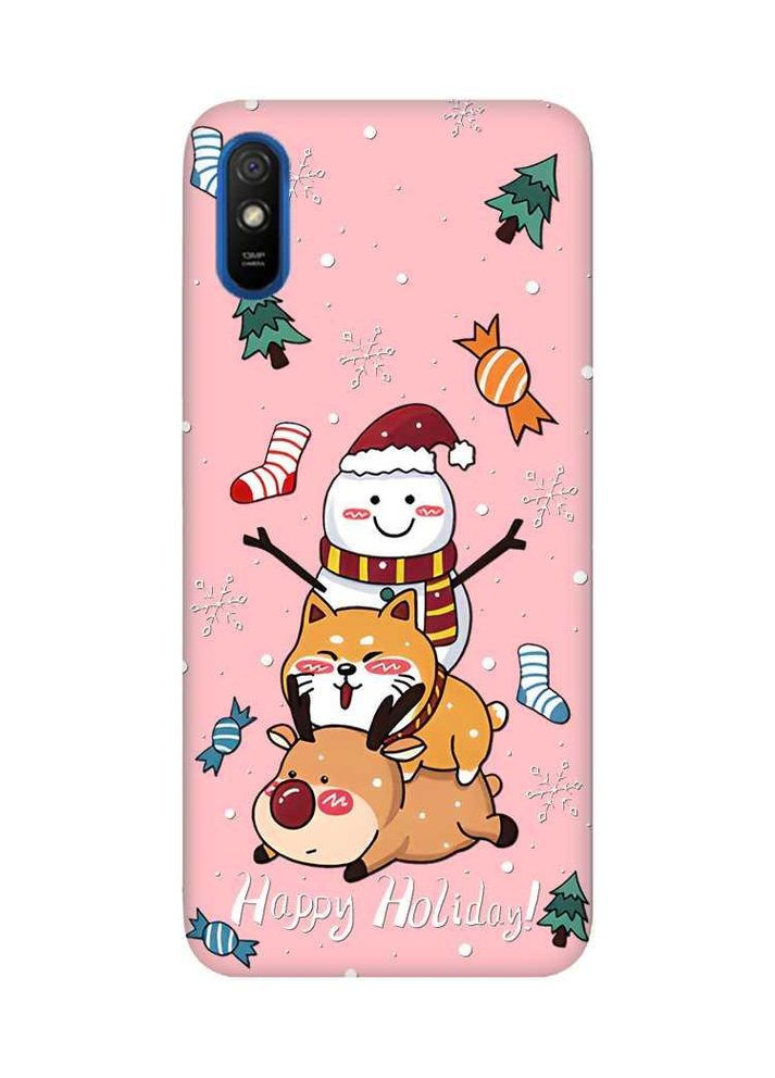 Матовий рожевий чохол на Xiaomi Redmi 9A Зимові розваги (новорічний принт 153) Creative (362968724)