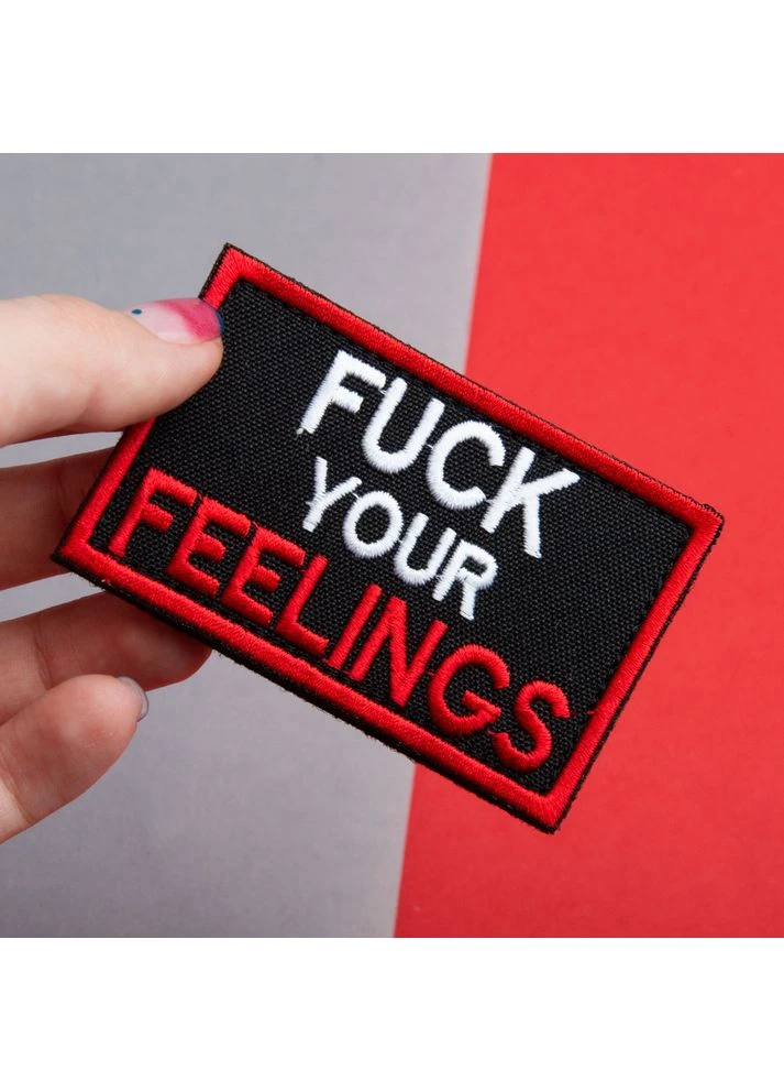 Набор шевронов 2 шт. с липучкой Fuck Your Feelings 5х8 см красный, вышитая патч нашивка, шеврон IDEIA (386253428)