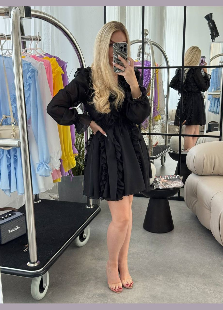 Черное повседневный платье DK/DL Мода без кордонів однотонное