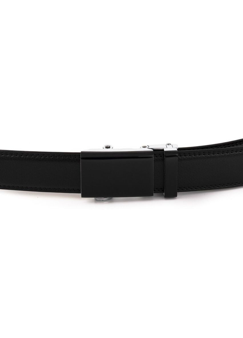 Чоловічий ремінь шкіряний з подвійним рядком тонкий 20312 Чорний Vintage (302972127)