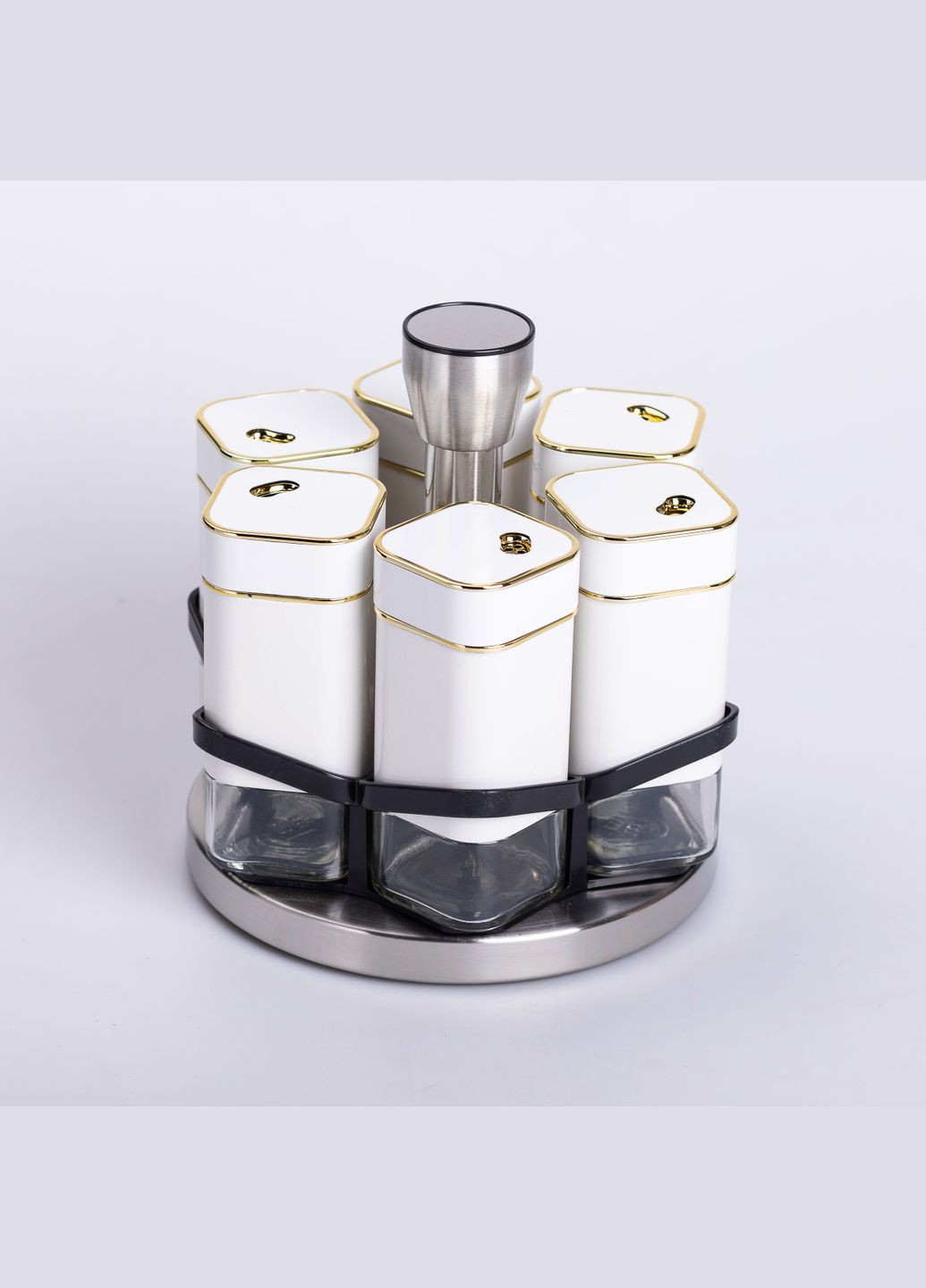 Набор для специй 6 штук по 120 мл на подставке, белый Yiwu (324609652)