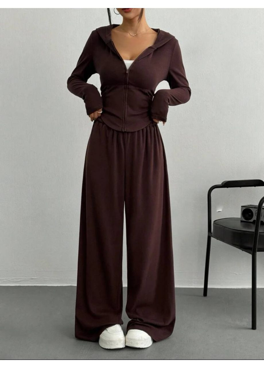 Красивый шоколадный велюровый костюм двойка No Brand 344 (350314001)