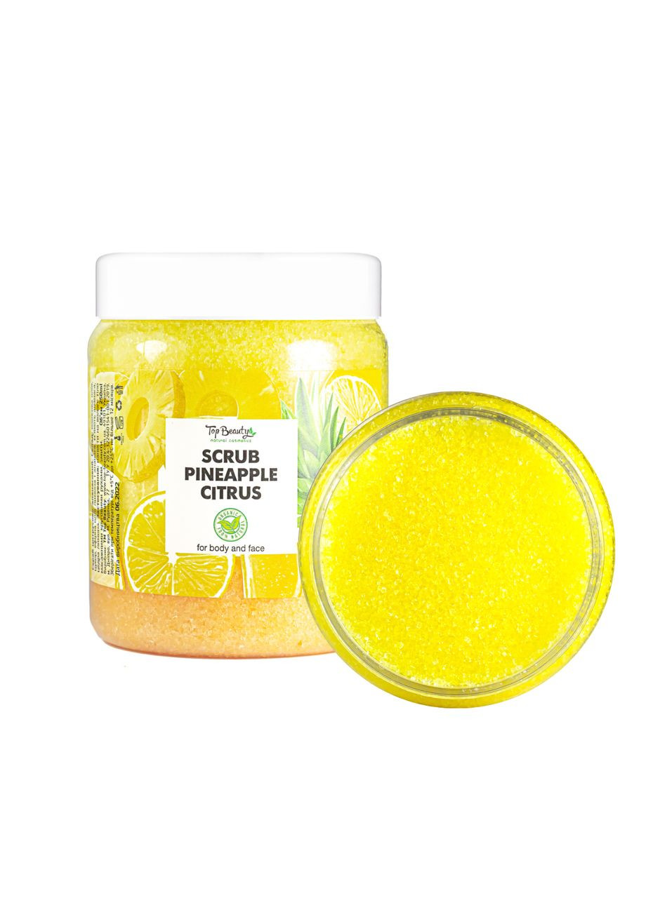 Скраб для лица и тела Pineapple Citrus с ароматом ананас-цитрус и кокосовым маслом 250 мл Top Beauty (337359214)