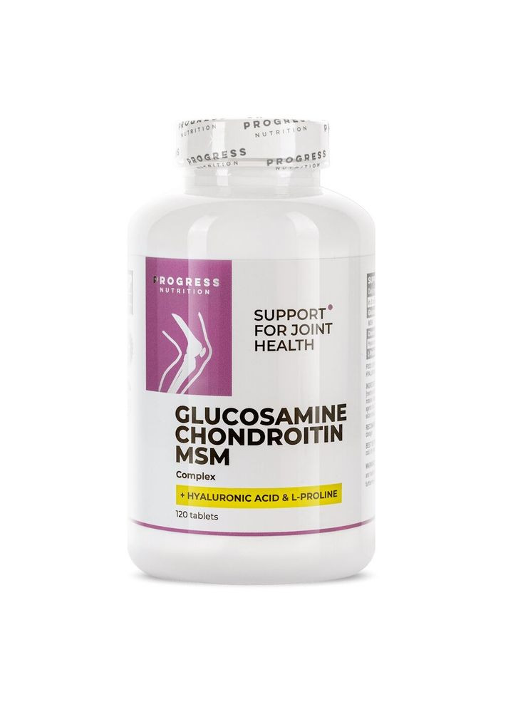 Комплексний хондропротектор Glucosamine Chondroitin MSM Complex, 120 таблеток Progress Nutrition (334703808)