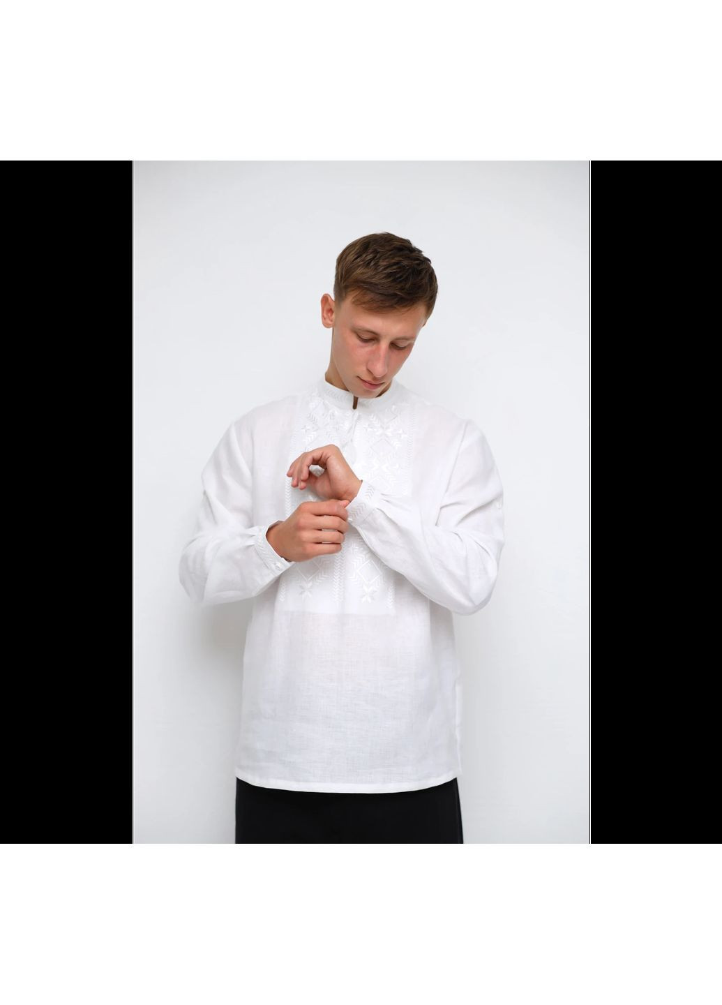 Біла чоловіча вишиванка білого кольору з білою вишивкою «харизма» | розмір l VOVNA (368896240)