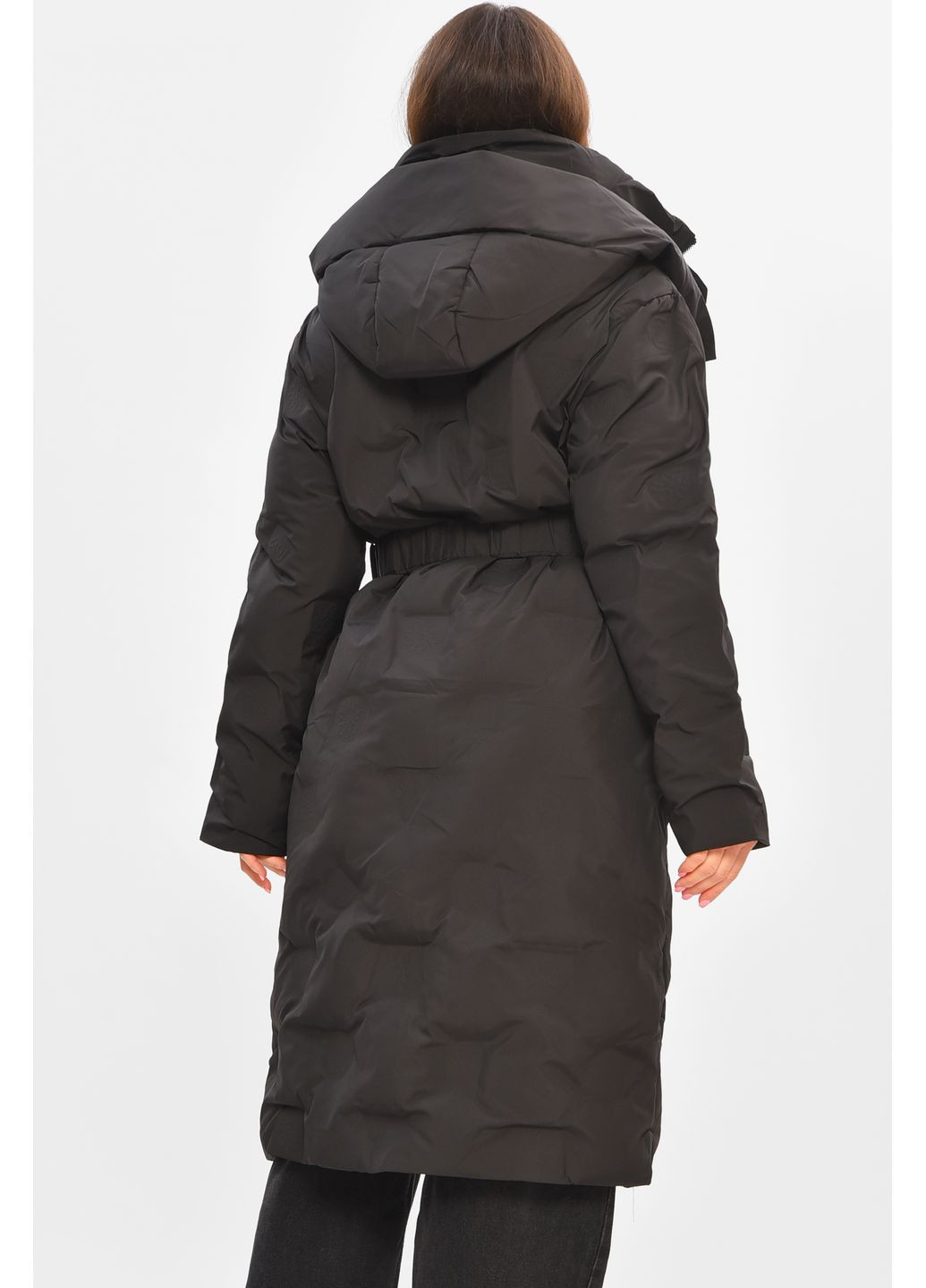 Чорна зимня куртка жіноча подовжена зима чорного кольору Let's Shop