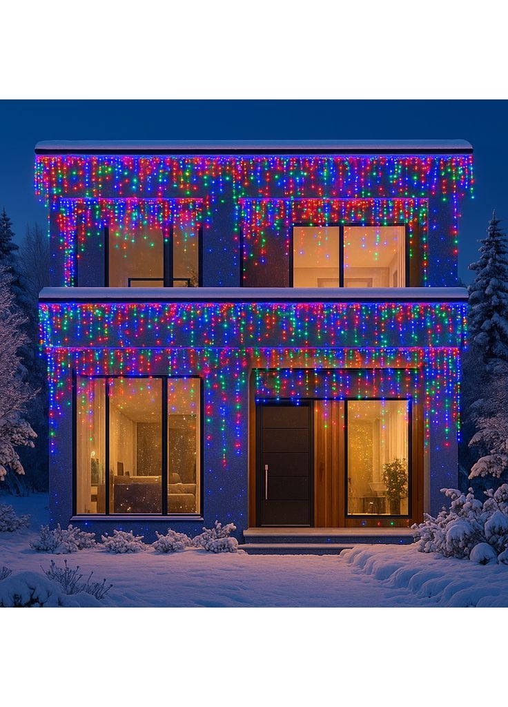 Гирлянда Бахрома уличная 600 LED 36 м от сети белый провод, мультиколор GarlandoPro 36MWML No Brand (364685014)