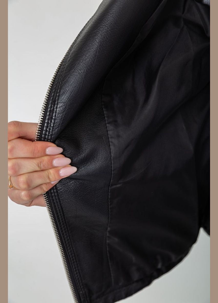 Черная демисезонная куртка женская из экокожа, цвет черный, Ager