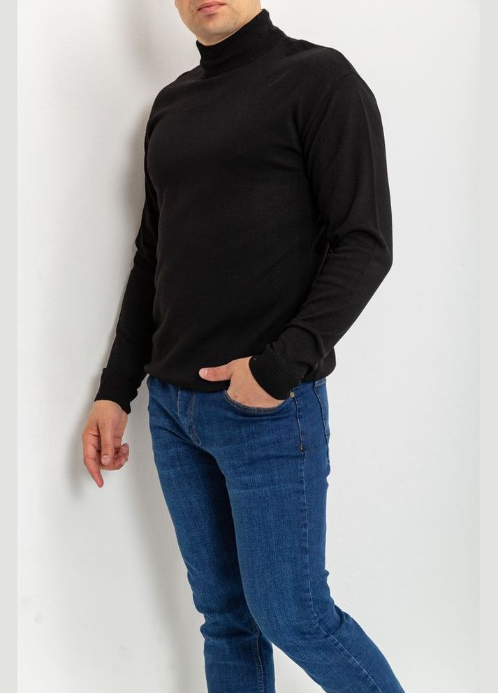 Чорний демісезонний светр чоловічий однотонний, колір темно-блакитний, 161r1770 Ager