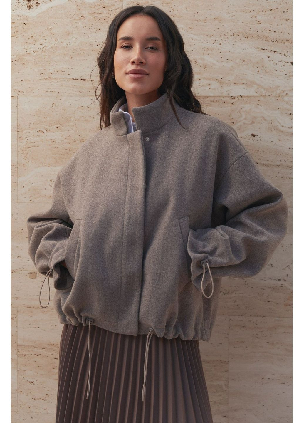 Коричневое Укороченное пальто Seventeen