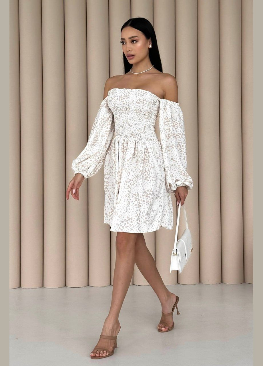 Белое повседневный, кэжуал летнее мини-платье молочного цвета Jadone Fashion