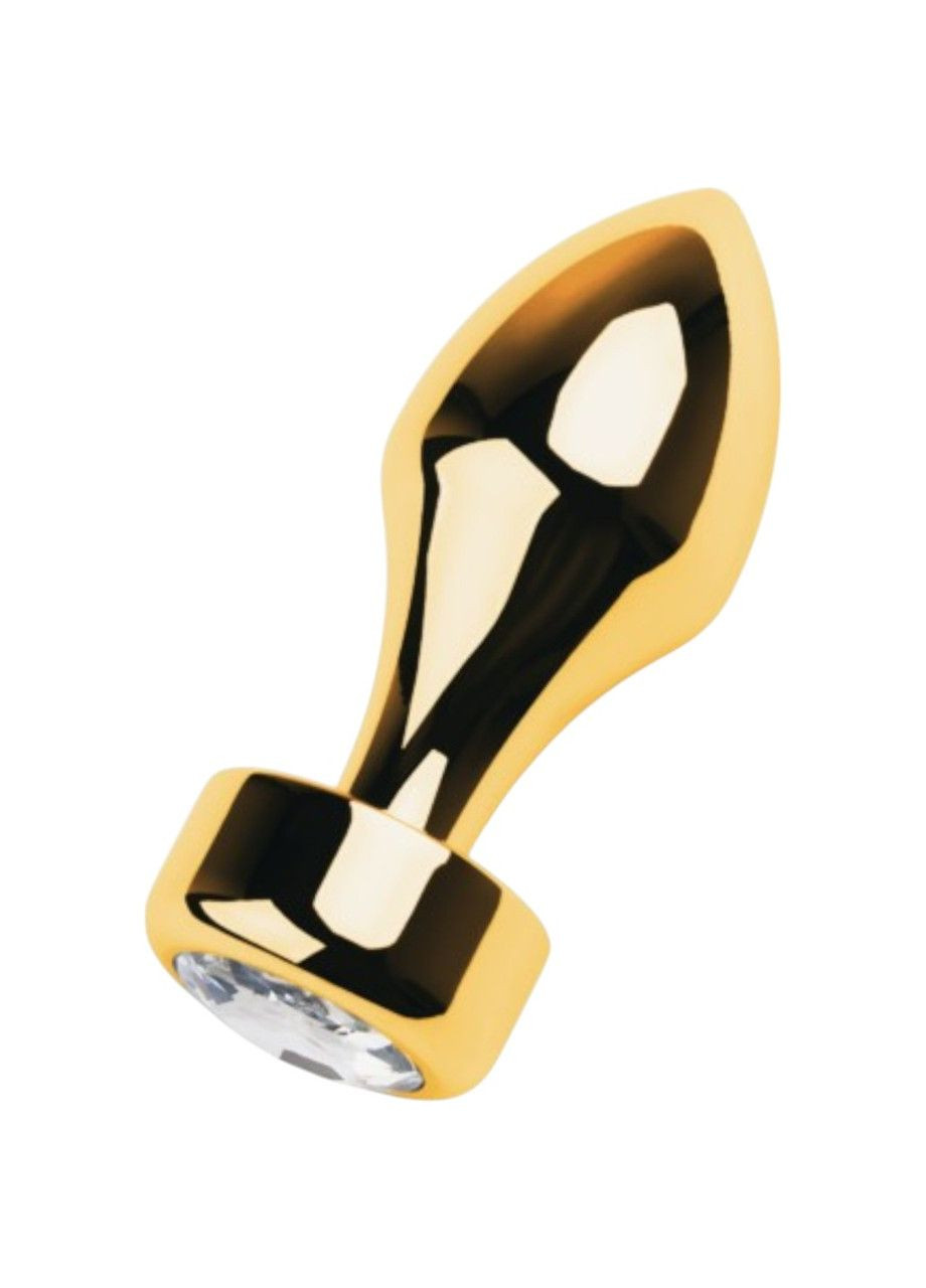 Анальна пробка Metal By золота з кристалом 9,5 см ø 3,5 см 130 г ToyFa (315631778)