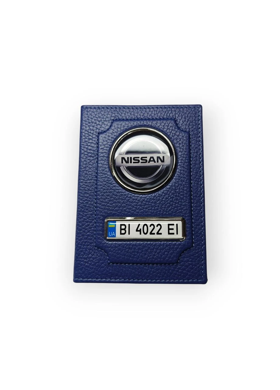 Обкладинка для автодокументів, натуральна шкіра синя Nissan (331017870)