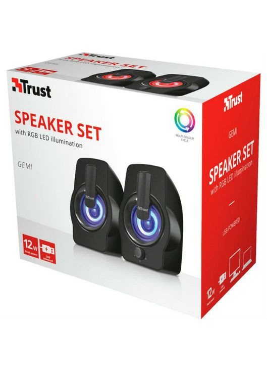 Колонки Gemi RGB 2.0 speaker set black (22948) Trust (306580786)