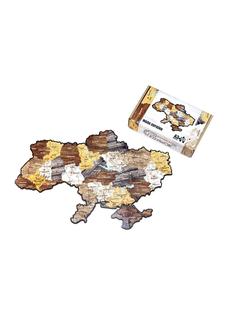 Дерев'яний пазл Карта України в коробці, розмір 297×420 мм G-Toys (317260026)