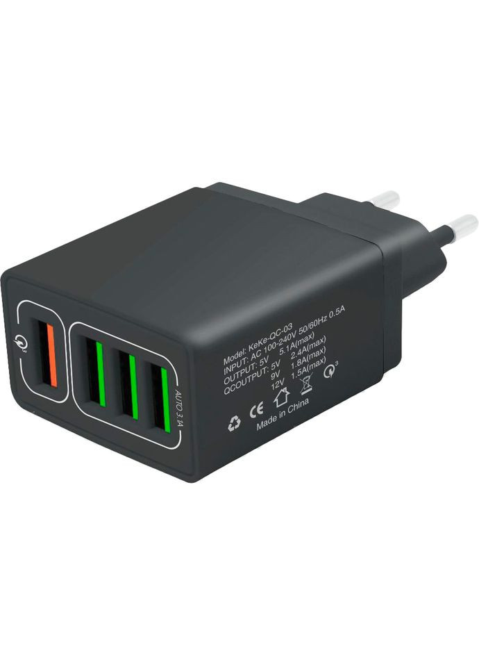 Сетевое зарядное устройство для QC-405 4 USB Quick Charge QC3.0 6.2 A Black (QC-405-BK) XoKo (323120987)