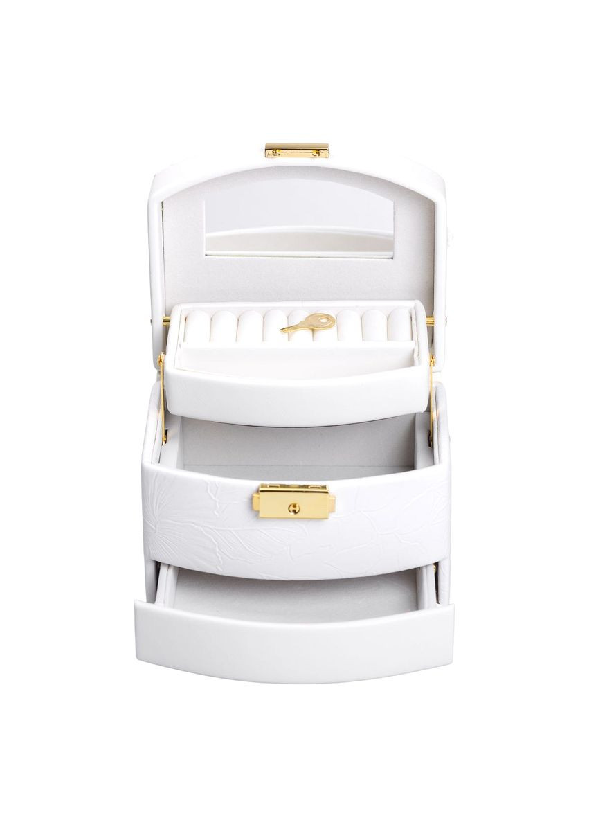 Скринька для прикрас з екошкіри 3 яруси із замком органайзер для коштовностей та ювелірних виробів ProDobro (364191920)