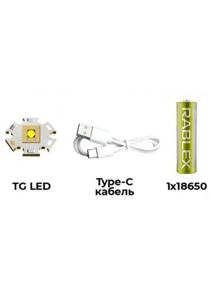 Кишеньковий ручний ліхтар RB-289 ліхтарик із зумом TG LED Type-C 18650 WD (297331829)
