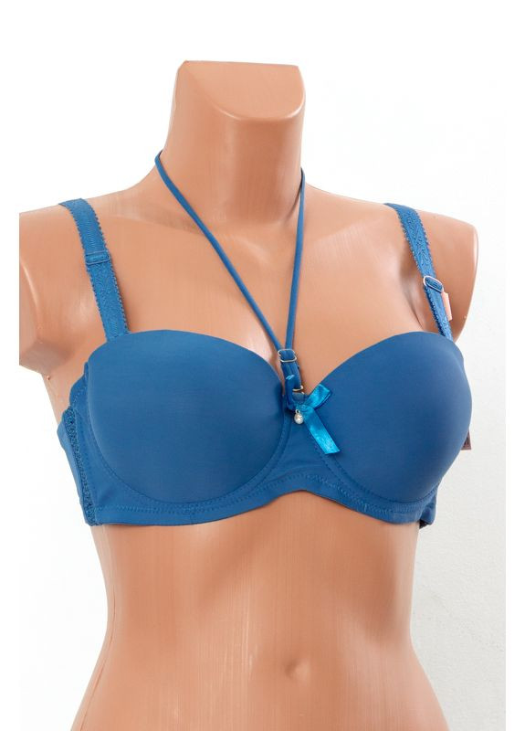 Синий бюстгальтер-холтер однотонный (чашка b) (p-18701) Носи своє