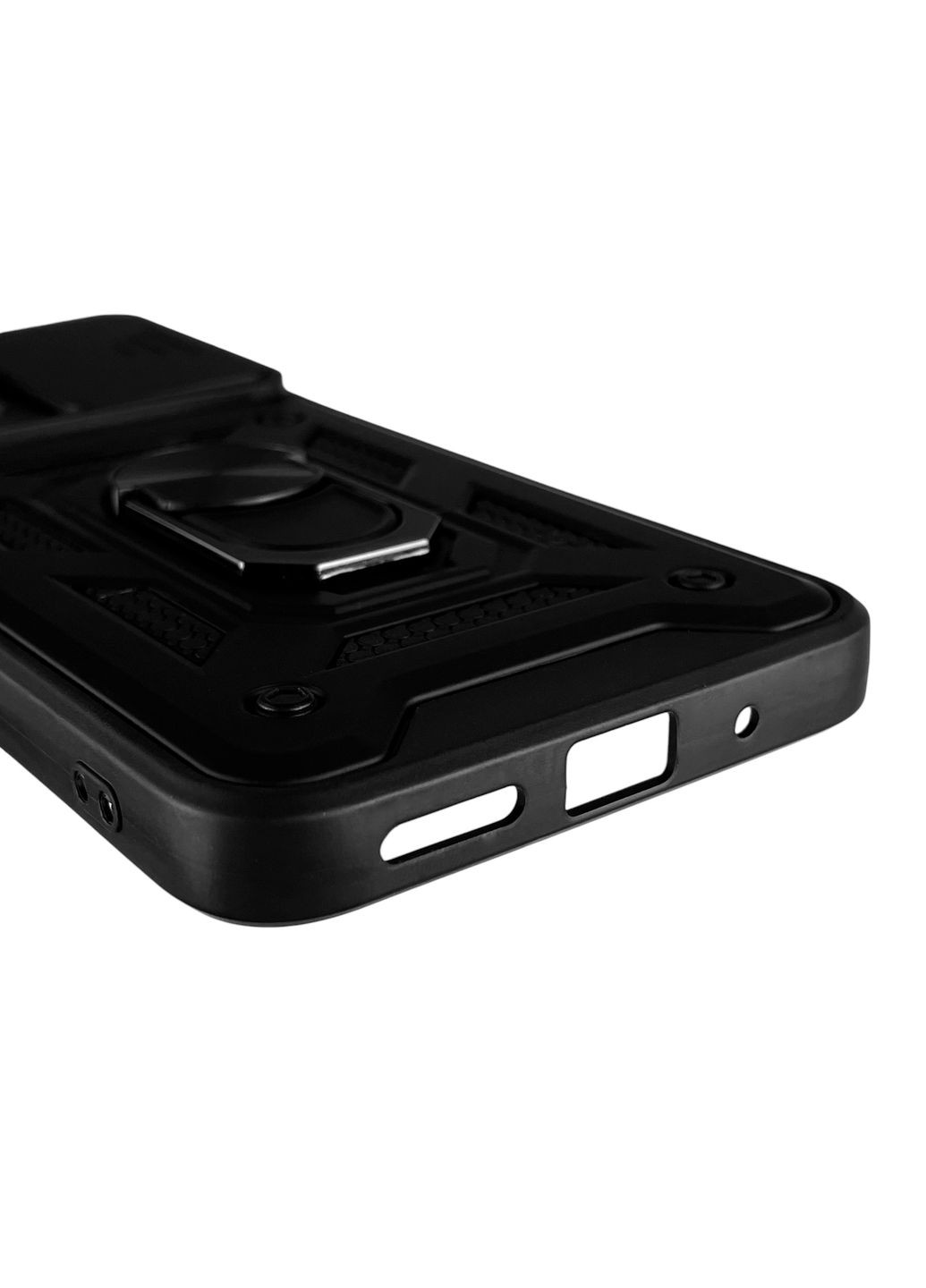 Чохол для POCO M6 Pro 5G броньований з кільцем-тримачем підставкою зі шторкою на сяомі поко м6 про 5г чорний rg1 Xiaomi (366021360)